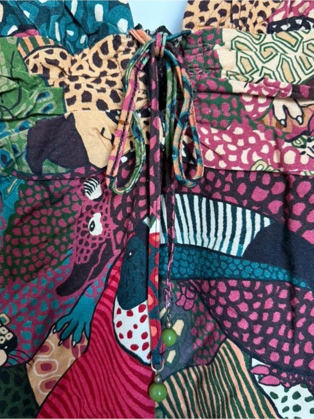 FARM Rio Multicolor Patchwork Tie-Front Mini Dress - Picture 4 of 4